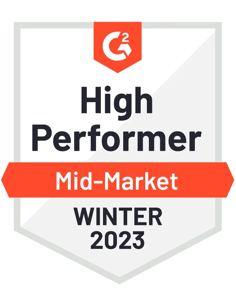G2 Mid-Market High Performer Badge 2023